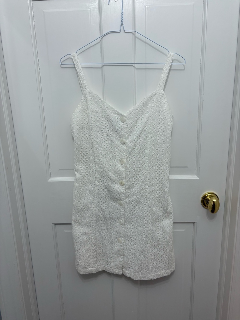 Aqua Eyelet White Mini Dress